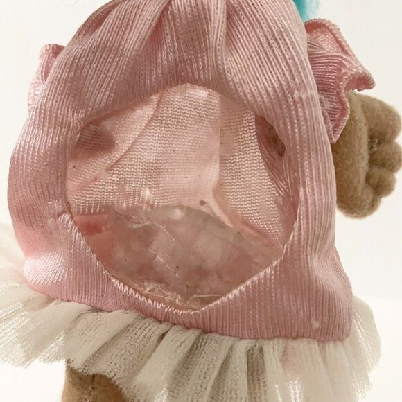 Vtg 1992 Russ Troll Doll Blue Hair Open Bag Stomach Fillable Gift Toy Set 6 Inch - Picture 8 of 16